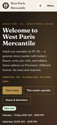 West Paris Mercantile mobile website